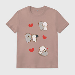 Футболка хлопковая мужская Стикеры Котиков, цвет: пыльно-розовый