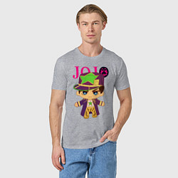 Футболка хлопковая мужская Little Jotaro Cujo - JoJo Bizarre Adventure, цвет: меланж — фото 2