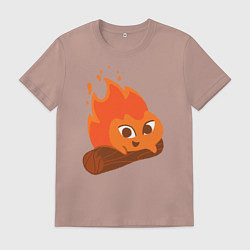 Футболка хлопковая мужская Кальцифер милый, цвет: пыльно-розовый