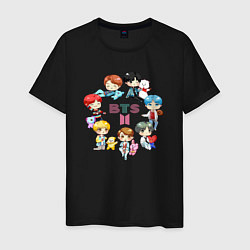 Футболка хлопковая мужская BTS Bangtan Toys, цвет: черный