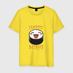 Футболка хлопковая мужская Smiling sushi, цвет: желтый