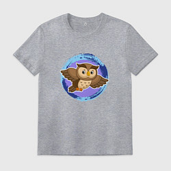 Футболка хлопковая мужская Мультяшная сова, цвет: меланж