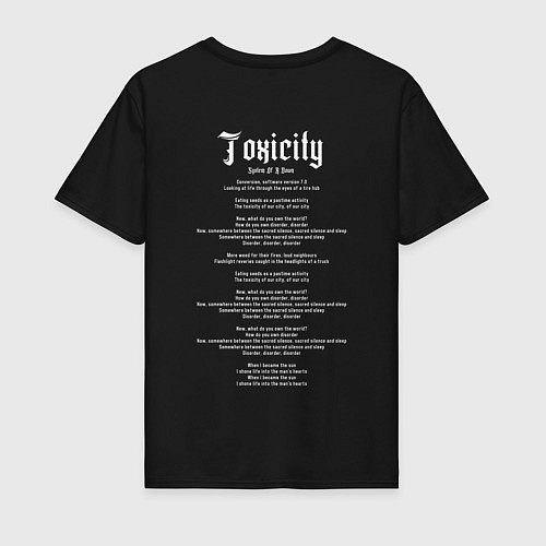 Мужская футболка System of a Down Toxicity текст / Черный – фото 2