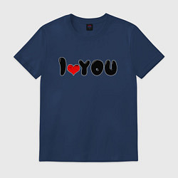 Футболка хлопковая мужская I love you день Валентина, цвет: тёмно-синий