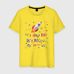 Футболка хлопковая мужская Its my life rocket, цвет: желтый