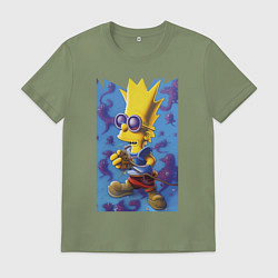 Футболка хлопковая мужская Bart Simpson - neural network, цвет: авокадо