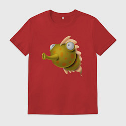 Футболка хлопковая мужская Забавная рыба, цвет: красный