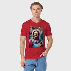 Футболка хлопковая мужская Космонавт Сальвадор Дали, цвет: красный — фото 2