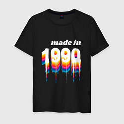 Футболка хлопковая мужская Made in 1990 liquid art, цвет: черный