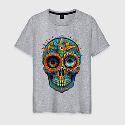 Футболка хлопковая мужская Mexican skull, цвет: меланж
