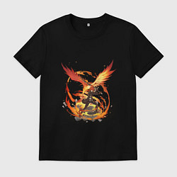 Футболка хлопковая мужская Дилюк с мечом из Genshin Impact, цвет: черный