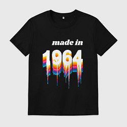 Футболка хлопковая мужская Made in 1964 liquid art, цвет: черный