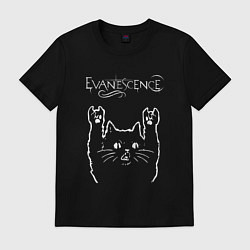 Футболка хлопковая мужская Evanescence рок кот, цвет: черный