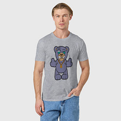 Футболка хлопковая мужская Крутой плюшевый медведь, цвет: меланж — фото 2