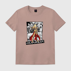Футболка хлопковая мужская Гильгамеш на фоне манги, цвет: пыльно-розовый