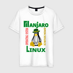 Футболка хлопковая мужская Линукс пингвин в шляпе, цвет: белый