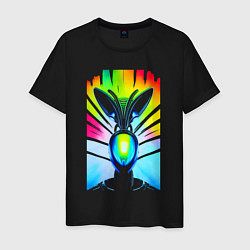 Футболка хлопковая мужская Alien - neural network - neon glow, цвет: черный