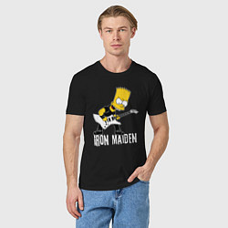 Футболка хлопковая мужская Iron Maiden Барт Симпсон рокер, цвет: черный — фото 2