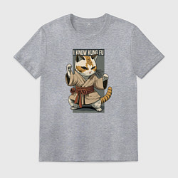Футболка хлопковая мужская Я знаю Кунг-Фу, цвет: меланж