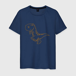 Футболка хлопковая мужская Шагающий рисованный динозавр, цвет: тёмно-синий