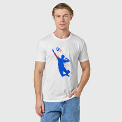 Футболка хлопковая мужская Волейболист в прыжке, цвет: белый — фото 2