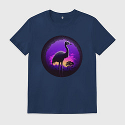 Футболка хлопковая мужская Аист в неоне, цвет: тёмно-синий