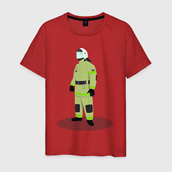 Футболка хлопковая мужская Пожарный МЧС России, цвет: красный