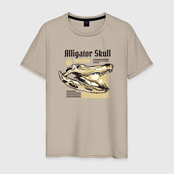 Футболка хлопковая мужская Alligator skull, цвет: миндальный