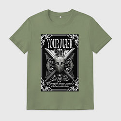 Футболка хлопковая мужская Маска средневековья, цвет: авокадо