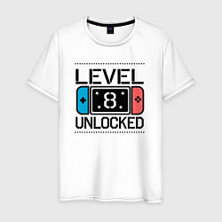 Футболка хлопковая мужская Level 8 unlocked, цвет: белый