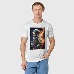 Футболка хлопковая мужская Астронавт покоряющий просторы вселенной, цвет: белый — фото 2