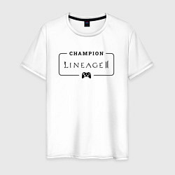 Футболка хлопковая мужская Lineage 2 gaming champion: рамка с лого и джойстик, цвет: белый