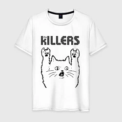 Футболка хлопковая мужская The Killers - rock cat, цвет: белый