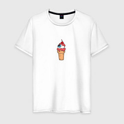 Футболка хлопковая мужская Глаз в стаканчике для мороженого, цвет: белый