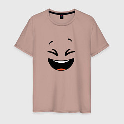 Футболка хлопковая мужская Смайлик смех, цвет: пыльно-розовый