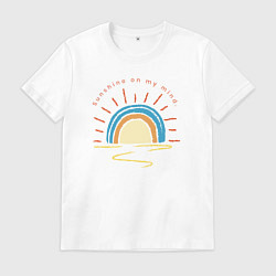 Футболка хлопковая мужская Summer on my mind, цвет: белый
