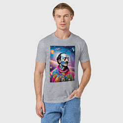 Футболка хлопковая мужская Salvador Dali in space, цвет: меланж — фото 2