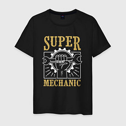Футболка хлопковая мужская Super mechanic, цвет: черный