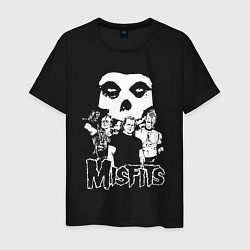 Футболка хлопковая мужская Misfits рок группа, цвет: черный