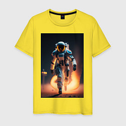 Футболка хлопковая мужская Брутальный астронавт, цвет: желтый
