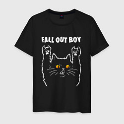 Футболка хлопковая мужская Fall Out Boy rock cat, цвет: черный