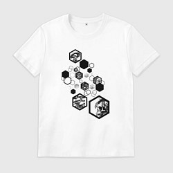 Футболка хлопковая мужская Грибные существа, цвет: белый