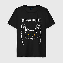 Футболка хлопковая мужская Megadeth rock cat, цвет: черный