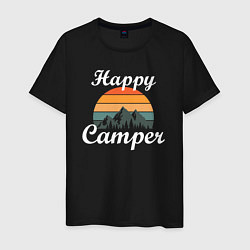 Футболка хлопковая мужская Happy camper, цвет: черный