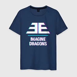 Футболка хлопковая мужская Imagine Dragons glitch rock, цвет: тёмно-синий