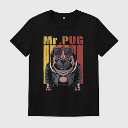 Футболка хлопковая мужская Mr pug, цвет: черный