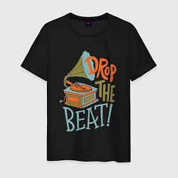 Футболка хлопковая мужская Drop the beat, цвет: черный