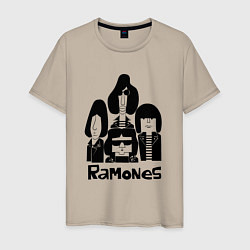 Футболка хлопковая мужская Ramones панк рок группа, цвет: миндальный