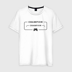 Футболка хлопковая мужская S T A L K E R gaming champion: рамка с лого и джой, цвет: белый