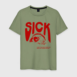 Футболка хлопковая мужская Sick i cant away from you red, цвет: авокадо
